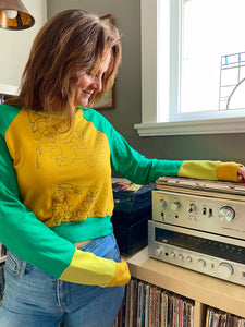 Yellow with Chartreuse/Green Pullover